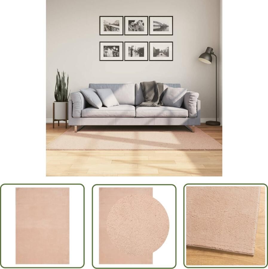The Living Store HUARTE Vloerkleed 120 x 170 cm Roze Superzacht en pluizig met anti-slip onderkant Vloerkleed Tapijt Woonkamertapijt Slaapkamertapijt Anti Slip
