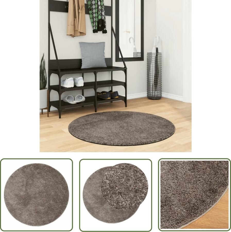 The Living Store ISTAN Vloerkleed 100 cm Grijs 100% Polyester met 30 mm Poolhoogte Gelrug Machine Wasbaar OEKO-TEX Gekeurd Vloerkleed Tapijt Woonkamer Slaapkamer Gang