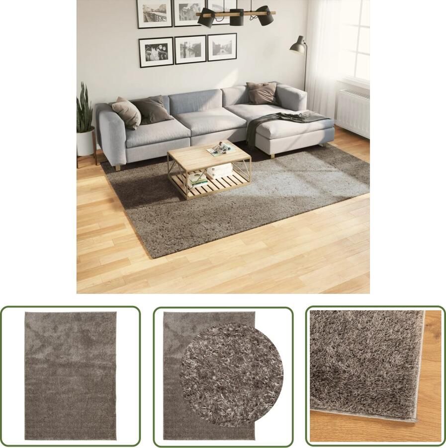 The Living Store Vloerkleed ISTAN Polyester 200x280 cm Superzacht Grijs 30mm pool Gel Rugzijde OEKO-TEX Voor Woonkamer Slaapkamer Vloerkleed Tapijt Wollen Vloerkleed Synthetische Vloerkleden Grijs Vloerkleed