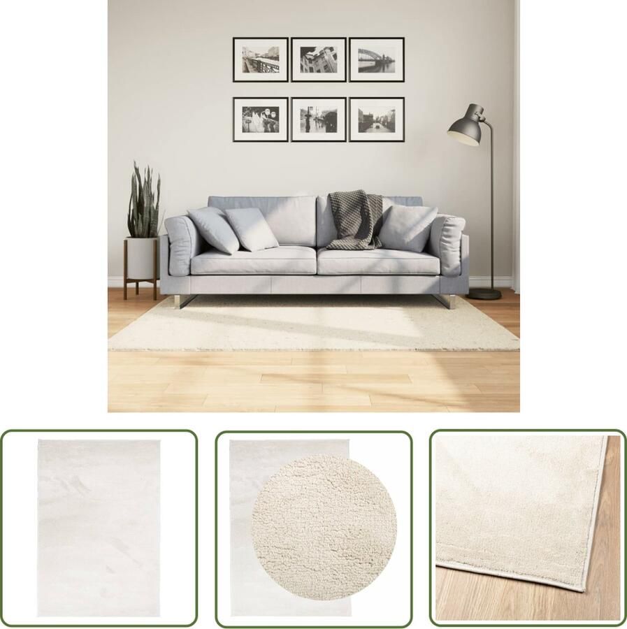 The Living Store OVIEDO Vloerkleed 120 x 170 cm Superzachte pool Beige Vloerkleed Tapijt Beige Vloerkleed Polyester Vloerkleed Living Room Rug