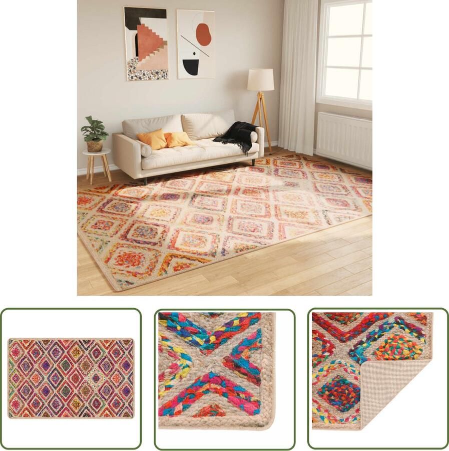 The Living Store Vloerkleed Digitaal Bedrukt Tapijt 190 x 300 cm Meerkleurig 100% Polyester 4 mm Poolhoogte Vloerkleed Tapijt Digitale Print Multicoloured Polyester