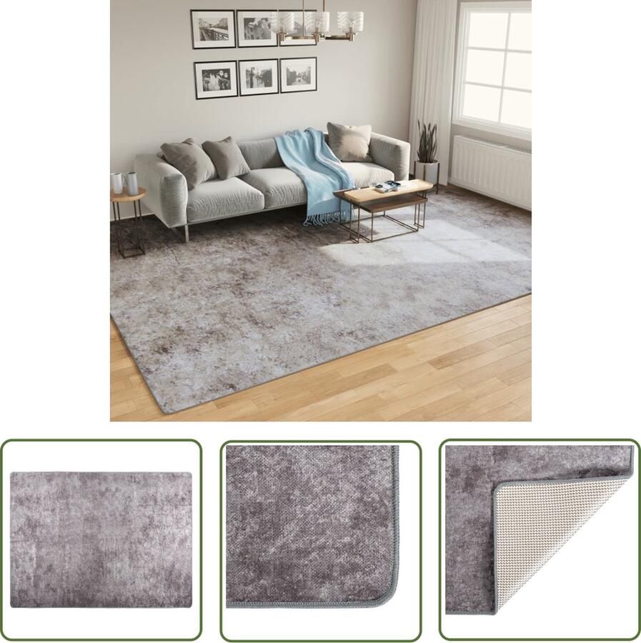 The Living Store Vloerkleed Soft Touch Tapijt 400x300 cm Grijs 100% polyester Geluidsabsorberend Vloerkleed Tapijt Vloerbekleding Woonkamertapijt Slaapkamertapijt