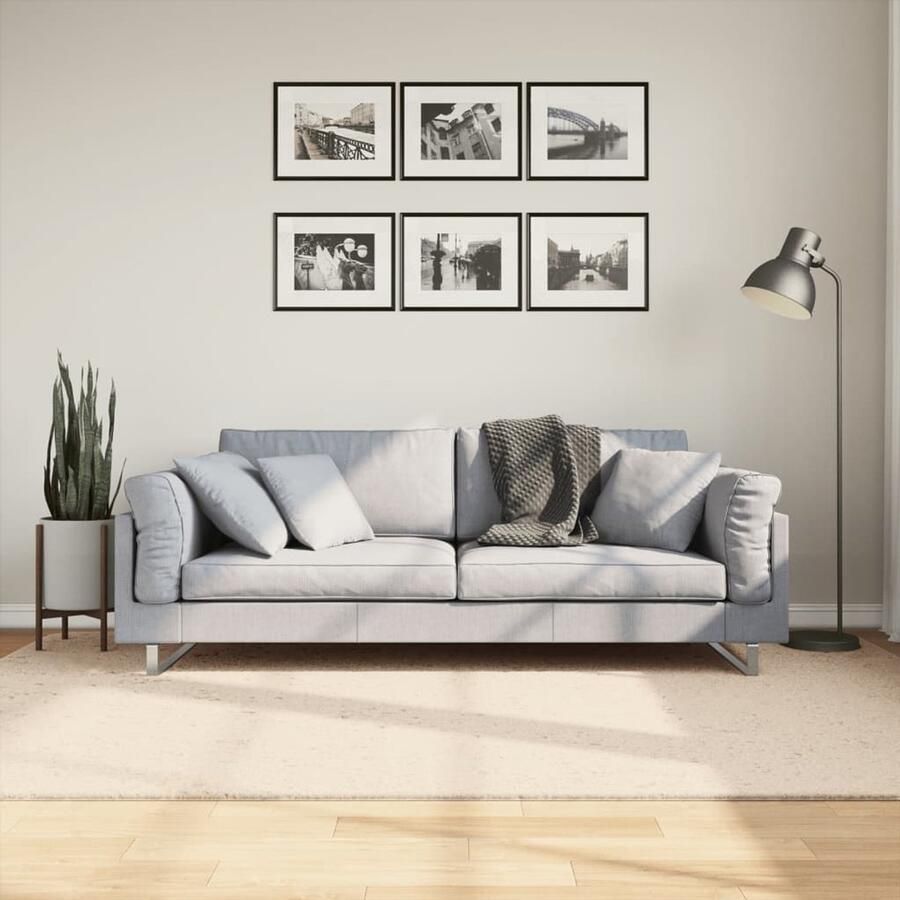 VidaXL Vloerkleed HUARTE 160x230 cm Beige Vloerkleed Huiskamer Slaapkamer Gang Kantoor