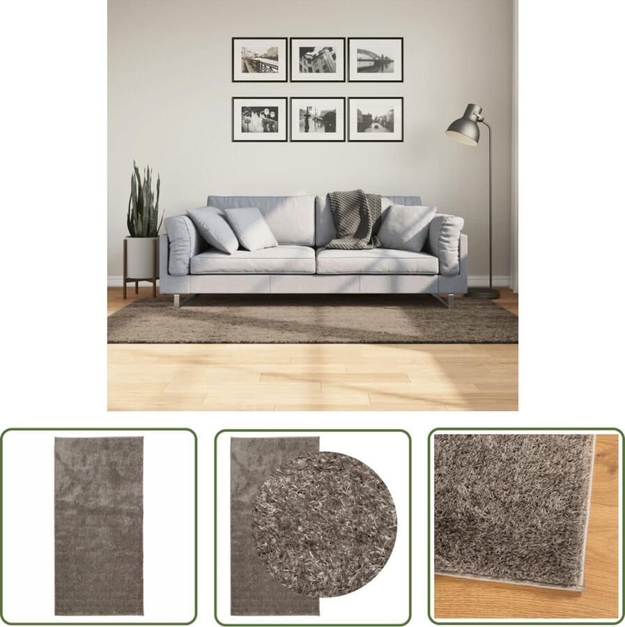 The Living Store ISTAN Vloerkleed grijs 100 x 200 cm 100% polyester met 30 mm poolhoogte Vloerkleed Tapijten Woonkamer Tapijt Slaapkamer Tapijt Anti Slip Mat