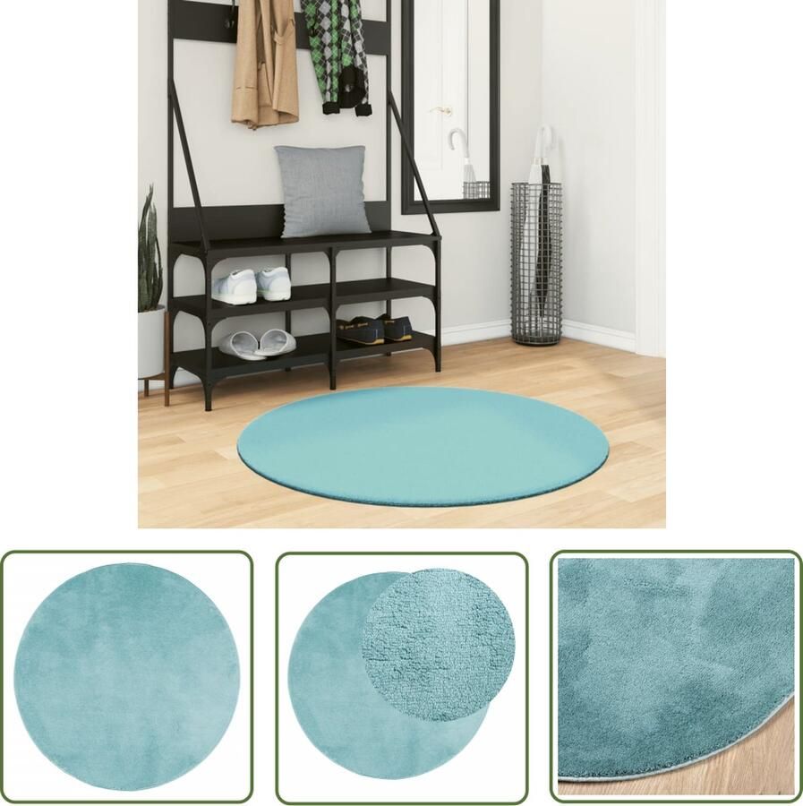 The Living Store OVIEDO Vloerkleed 100 cm groen 100% polyester 12.5 mm getest op schadelijke stoffen Vloerkleed Tapijten Groene Vloerkleed Zacht Vloerkleed Polyester Vloerkleed