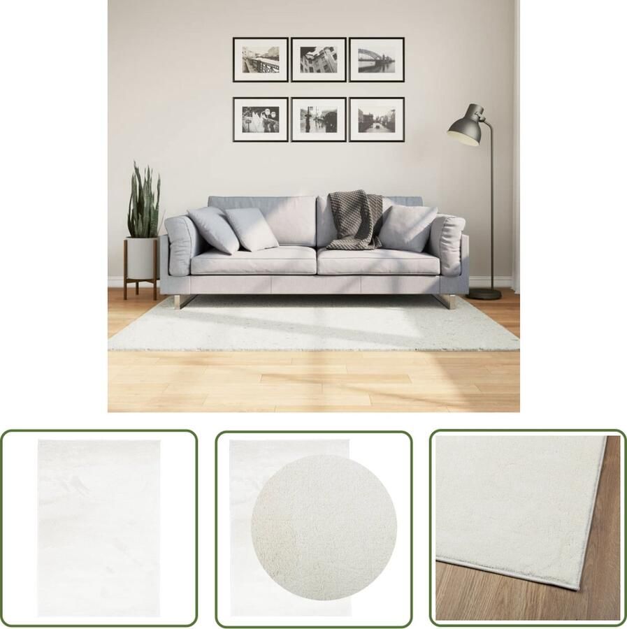 The Living Store OVIEDO Vloerkleed 120 x 170 cm Crème Polyester met 12.5 mm poolhoogte Vloerkleed Tapijten Kamerdecoratie Woonkamertapijt Slaapkamertapijt