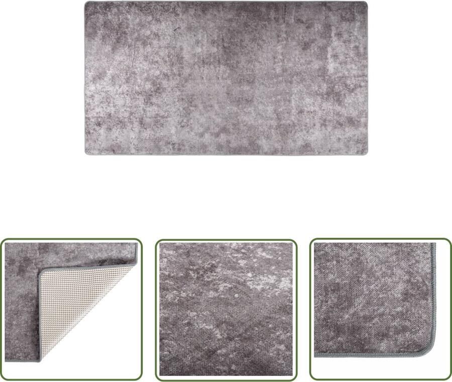 The Living Store Vloerkleed Karakteristiek Vloermat Afmeting- 190 x 300 cm Kleur- Grijs Materiaal- 100% polyester Ken- Antislip Vloerkleed Tapijten Fluweel Antislip Grijze Vloerkleed