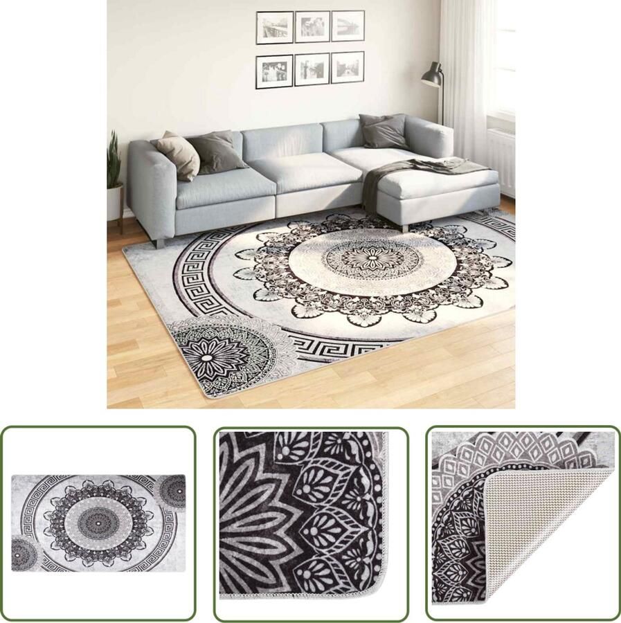 The Living Store Vloerkleed Meerkleurig 190 x 300 cm Fluweel Anti-slip Machinewasbaar Vloerkleed Tapijten Multicoloured Rug Pluche Vloerkleed Anti Slip Mat