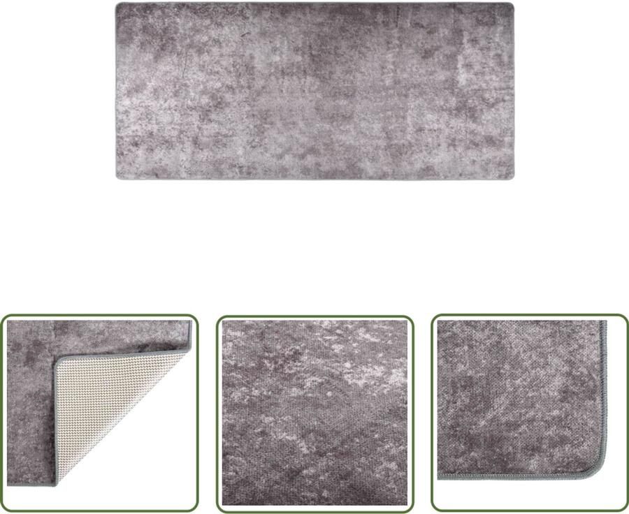 The Living Store Vloerkleed Karakteristiek Vloermat Afmetingen- 80 x 300 cm Eigenschappen- Zacht en duurzaam Vloerkleed Tapijten Fluweel Grijs Anti Slip