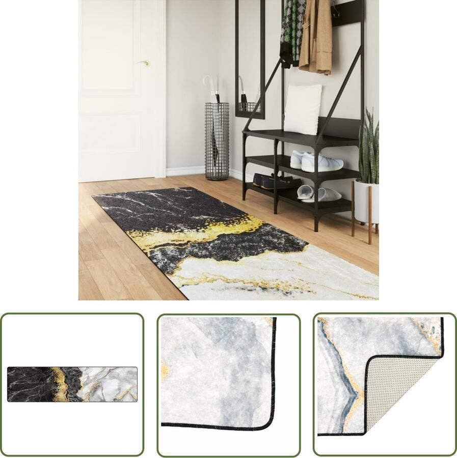 The Living Store Vloerkleed Meerkleurig Fluweel 80x300 cm Anti-slip Geluidsabsorberend Vloerkleed Tapijten Fluweel Anti Slip Geluid Absorberend