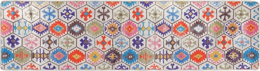 The Living Store Vloerkleed Meerkleurig 80 x 300 cm Zacht fluweel Anti-slip Geluidsabsorberend Vloerkleed Tapijten Multikleuren Anti Slip Fluweel