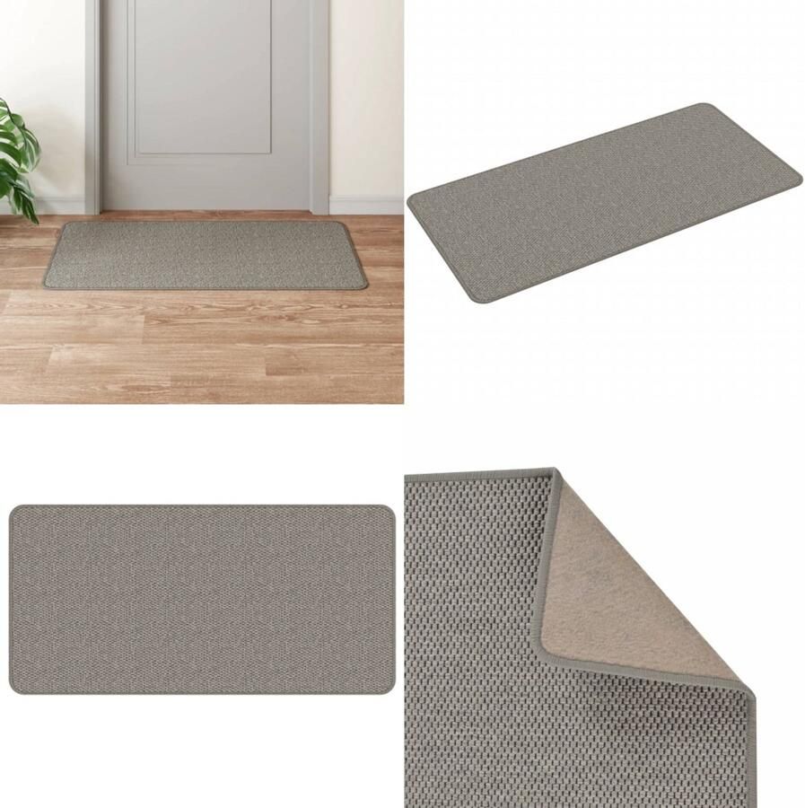 VidaXL Tapijtloper 50x100 cm sisal-look zilverkleurig Tapijtloper Tapijtlopers Gangloper Tapijt Loper