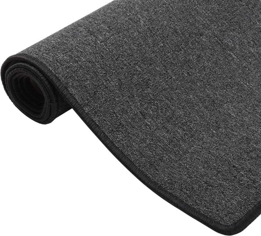 VidaXL Tapijtloper 50x150 cm Antraciet Tapijtroper Vloerkleed Looppad Antraciet Grijs Wonen Interieurdecoratie Livingroom Slaapkamers Hallway Kamer Gezellig Zacht Geluiddempend Antislip Wasbaar