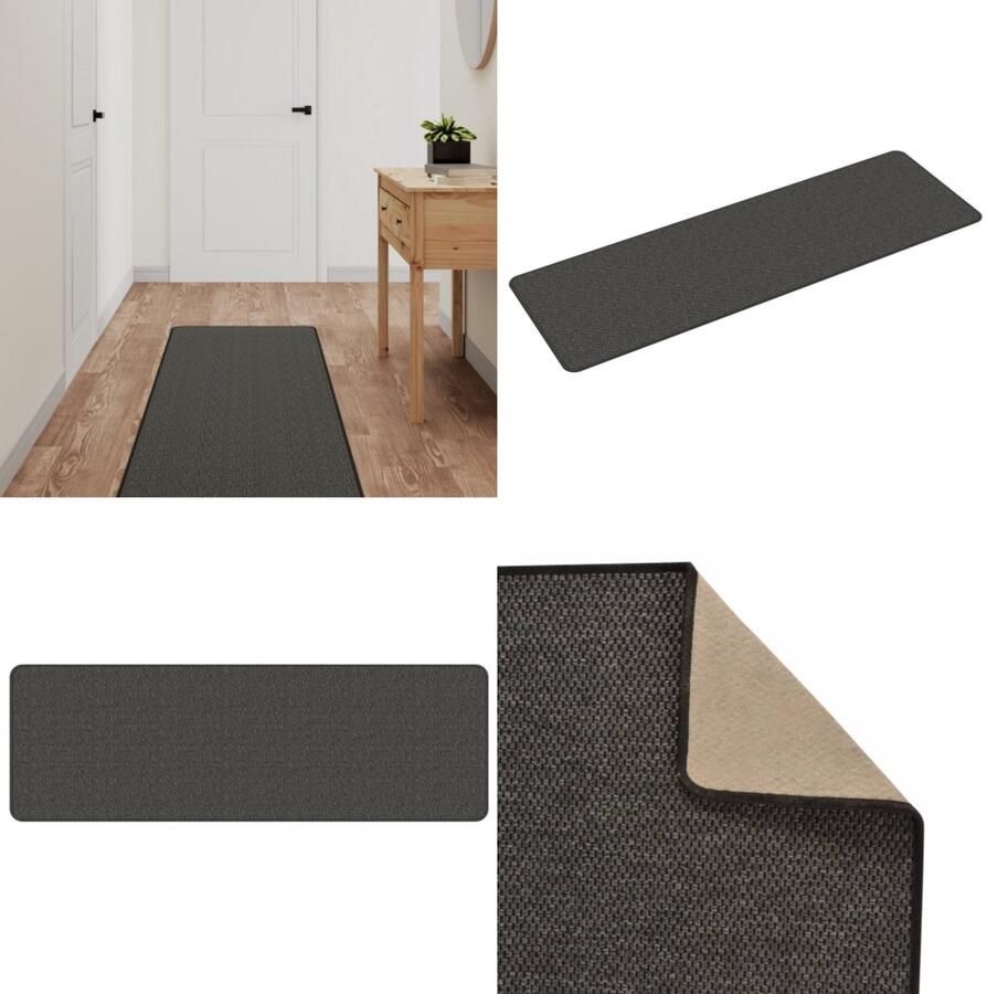 VidaXL Tapijtloper 50x150 cm sisal-look antracietkleurig Tapijtloper Tapijtlopers Gangloper Tapijt Loper
