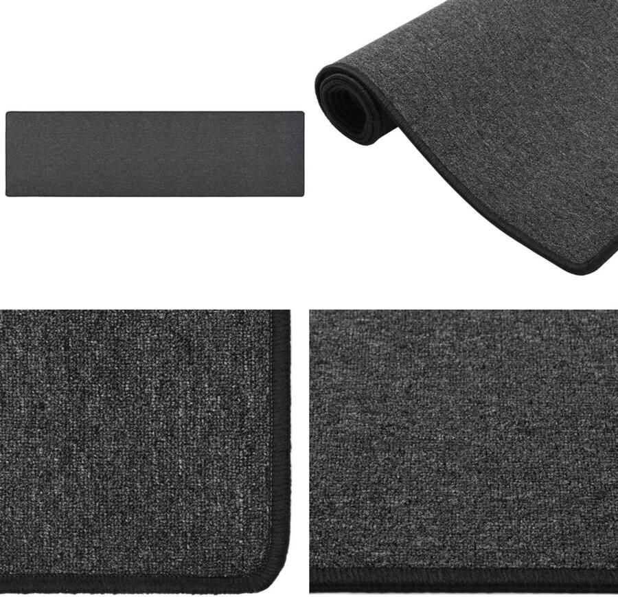 VidaXL Tapijtloper 50x200 cm antracietkleurig Vloerkleed Vloerkleden Loper Vloerkleed Loper Vloerkleden