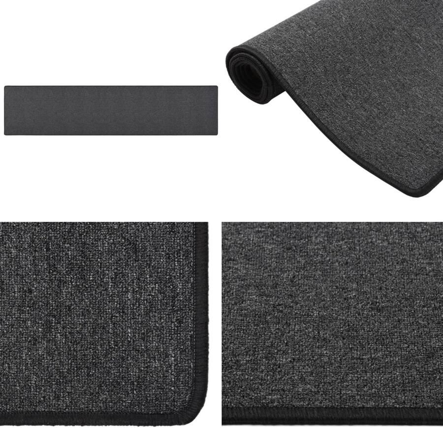 VidaXL Tapijtloper 50x250 cm antracietkleurig Vloerkleed Vloerkleden Loper Vloerkleed Loper Vloerkleden