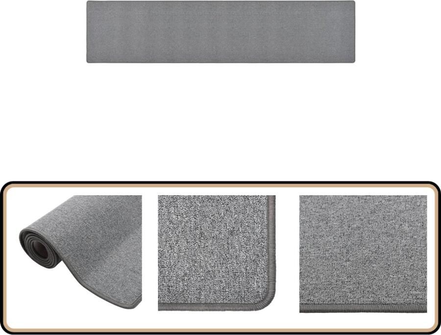 The Living Store Tapijtloper 50 x 250 cm Donkergrijs 100% PP Tapijtroper Donkere Grijze Tapijten Vloerkleed Grijs Runner Mat Kamerdecoratie