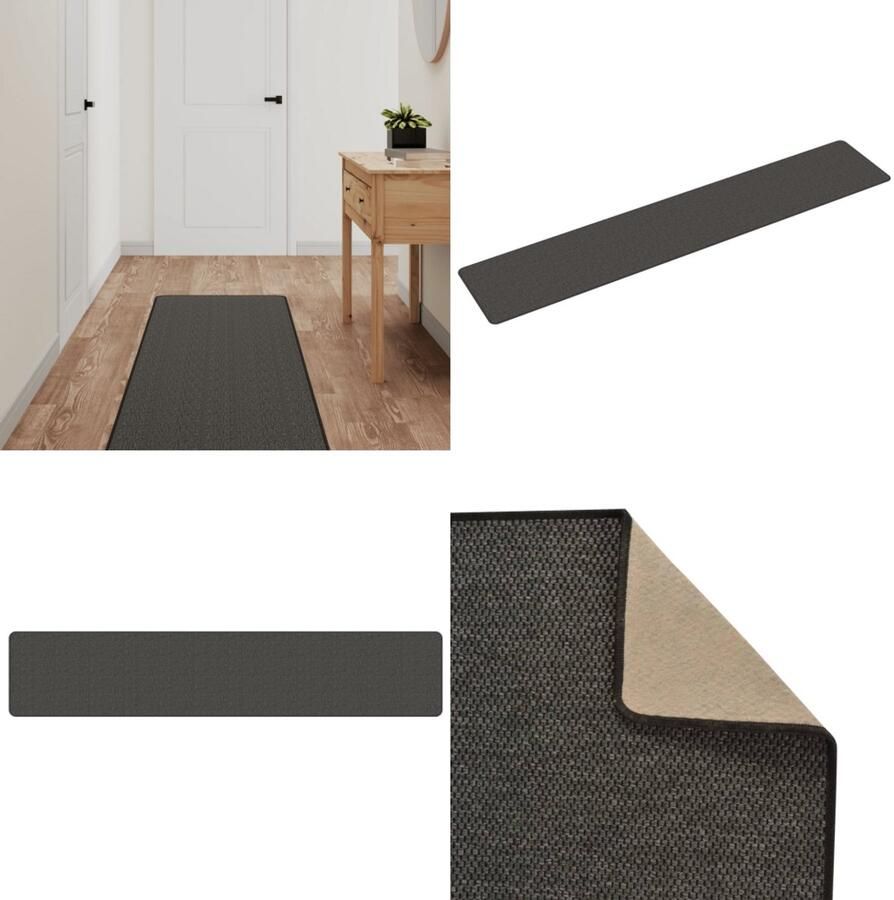 VidaXL Tapijtloper 50x250 cm sisal-look antracietkleurig Tapijtloper Tapijtlopers Gangloper Tapijt Loper