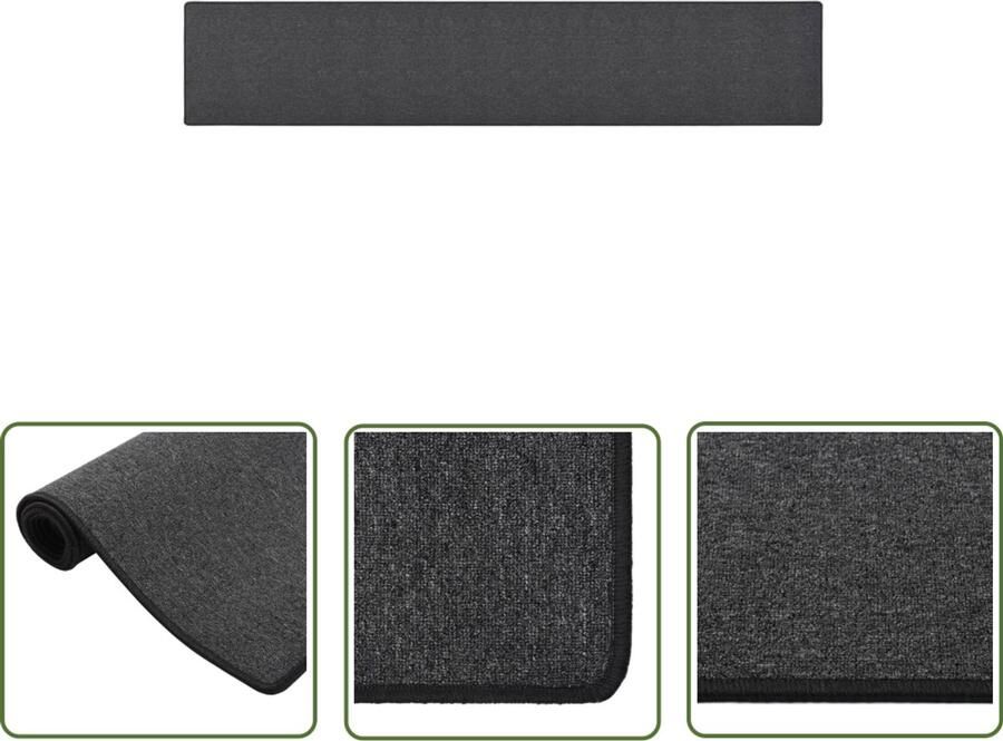 VidaXL Tapijtloper 50x300 cm Antraciet Tapijtroper Vloerkleed Antraciet Polypropyleen Modern Industrieel Interieurdecoratie Livingroom Slaapkamer Gang Kantoor Zacht Isolerende Antislip Wasbaar 50x300 Cm