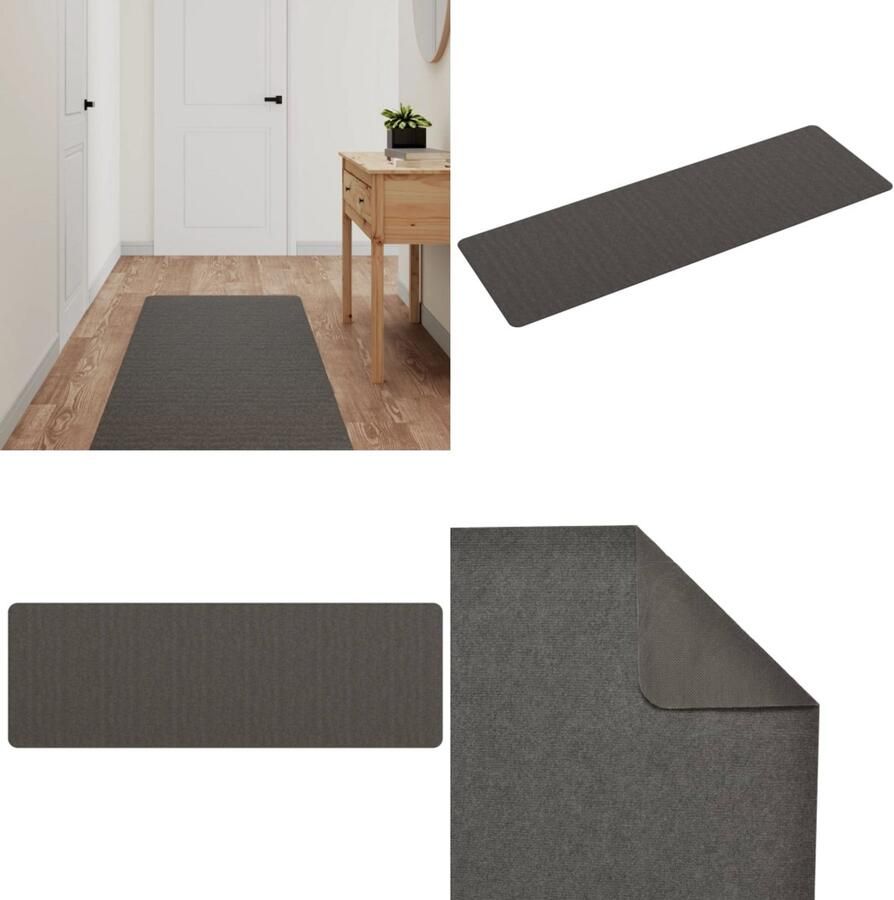 VidaXL Tapijtloper 60x180 cm antracietkleurig Tapijtloper Tapijtlopers Gangloper Tapijt Loper