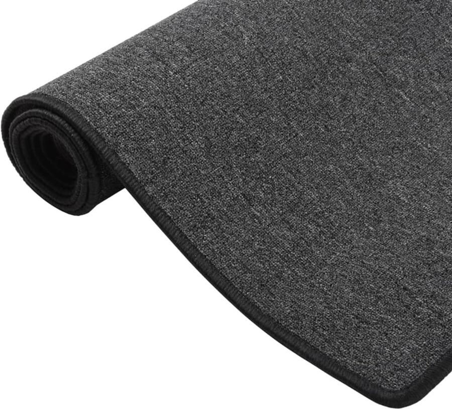 VidaXL Tapijtloper 80x150 cm Antraciet Tapijtloper Vloerkleed Antraciet Modern Industrieel Geluiddempend Antislip Warm