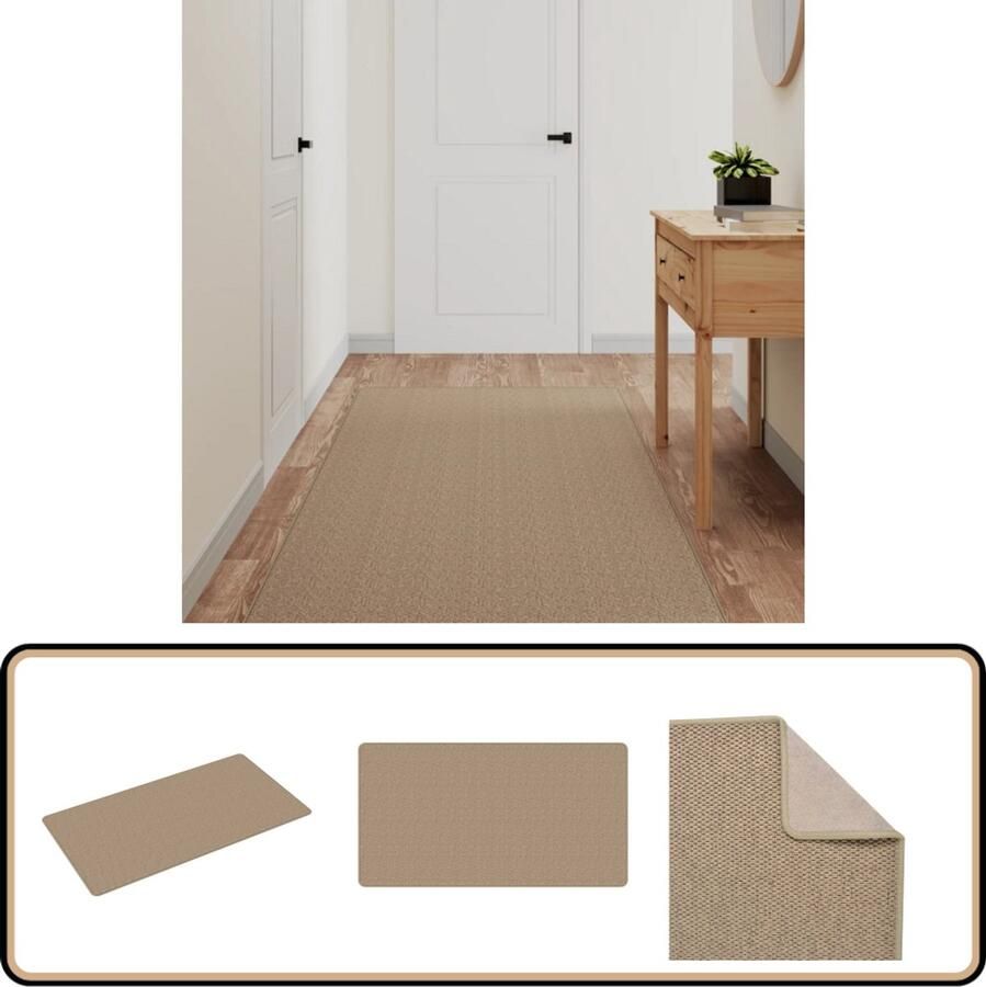 VidaXL Tapijtloper 80x150cm Sisal Look Zandkleurig Tapijtroper Sisal Look Beige Tapijt Vloerkleden Binnenvloertegels Anti Slip Matten Absorbeerende Runner Stoffen Runners