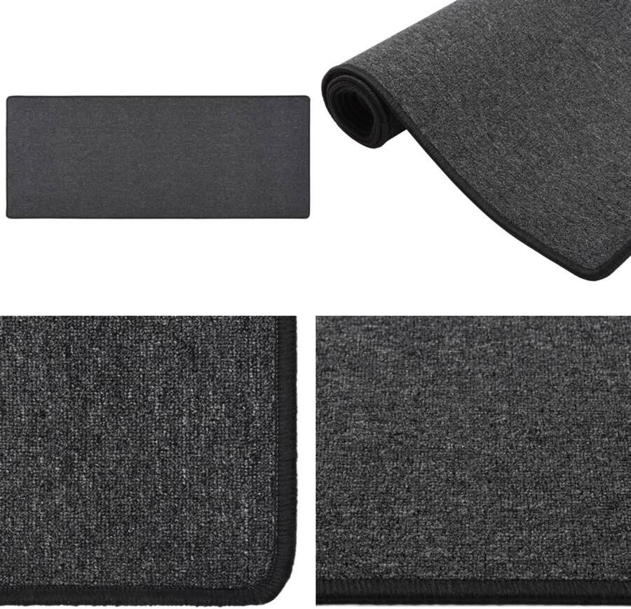 VidaXL Tapijtloper 80x200 cm antracietkleurig Vloerkleed Vloerkleden Loper Vloerkleed Loper Vloerkleden