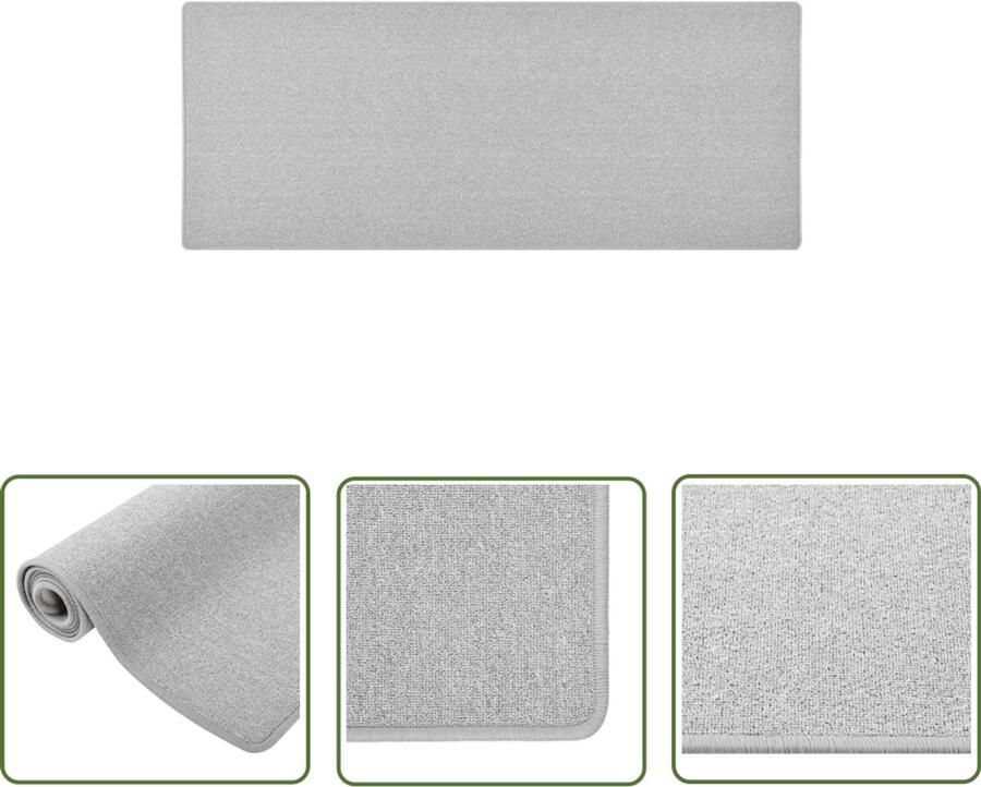 VidaXL Tapijtloper 80x200 cm Lichtgrijs Tapijtroper Vloerkleed Looppad Grijs Lichtgrijs Anti Slip Geluidsdampend Wasbaar Polypropyleen
