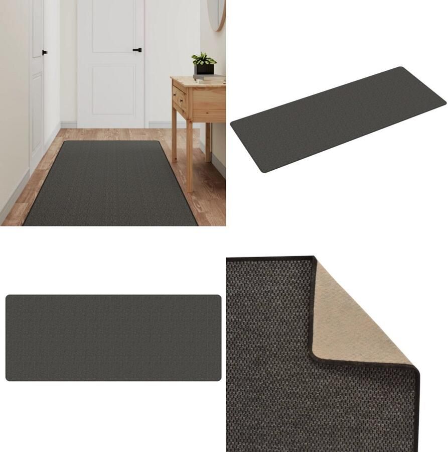 VidaXL Tapijtloper 80x200 cm sisal-look antracietkleurig Tapijtloper Tapijtlopers Gangloper Tapijt Loper