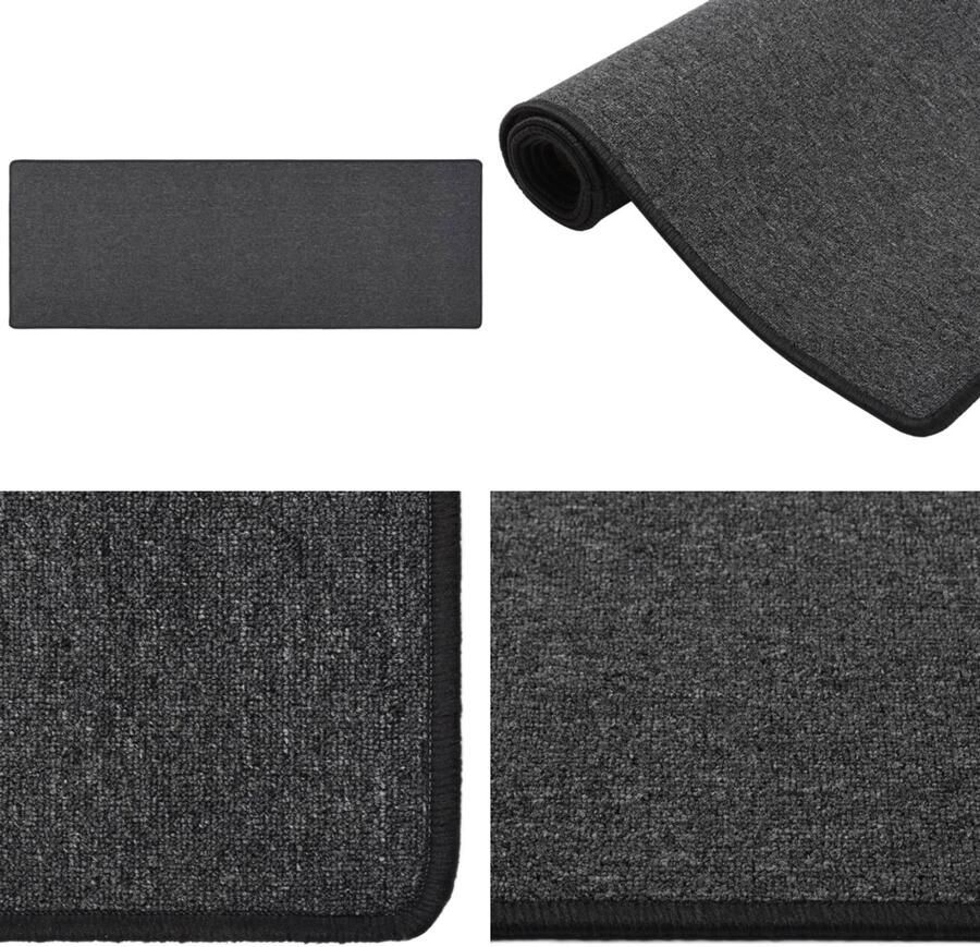 VidaXL Tapijtloper 80x250 cm antracietkleurig Vloerkleed Vloerkleden Loper Vloerkleed Loper Vloerkleden