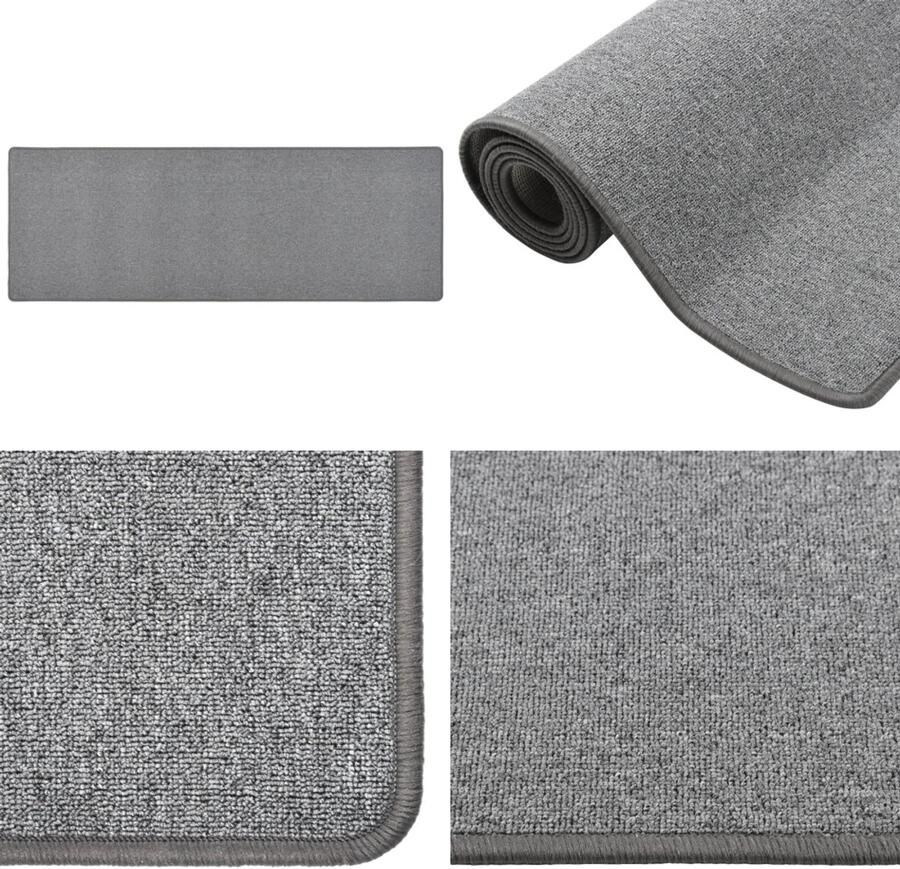 VidaXL Tapijtloper 80x250 cm donkergrijs Vloerkleed Vloerkleden Loper Vloerkleed Loper Vloerkleden