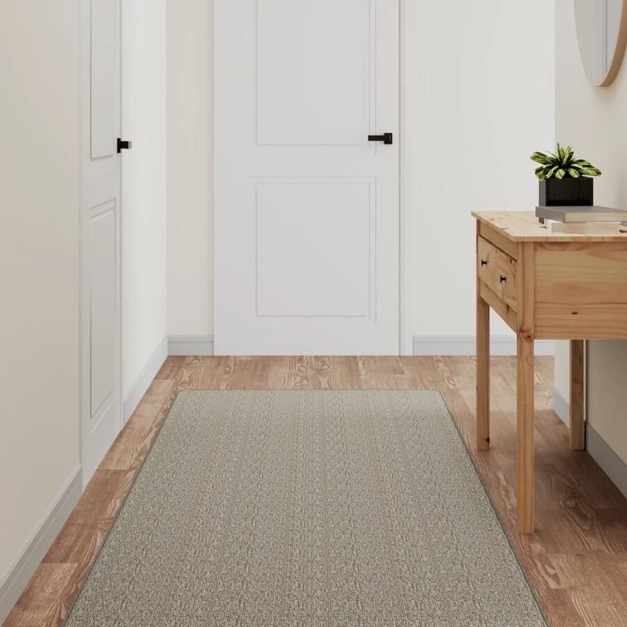 VidaXL Tapijtloper 80x250 cm Sisal-look Taupe Tapijtrooster Sisal Look Beige Vloerkleden Polypropyleen Runner Binnenhuisdecoratie Stoffen Tapijt - Foto 2