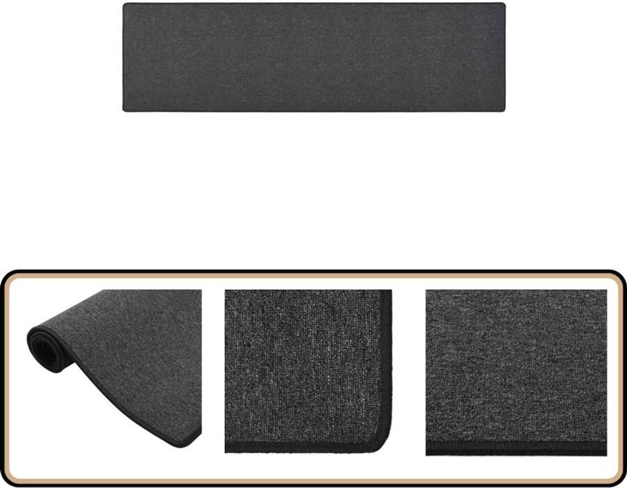 VidaXL Tapijtloper 80x300 cm Antraciet Tapijtroper Vloerkleed Antraciet Interieurdecoratie Livingroom Slaapkamers Hal Gang Industriële Stijl Geluidsisolatie Antislip Zacht Wasbaar