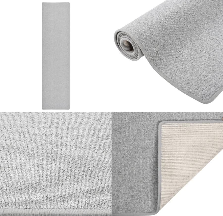 VidaXL Tapijtloper 80x300 cm lichtgrijs Vloerkleed Vloerkleden Loper Vloerkleed Loper Vloerkleden