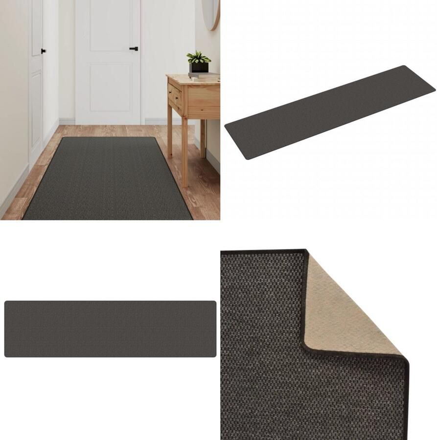 VidaXL Tapijtloper 80x300 cm sisal-look antracietkleurig Tapijtloper Tapijtlopers Gangloper Tapijt Loper