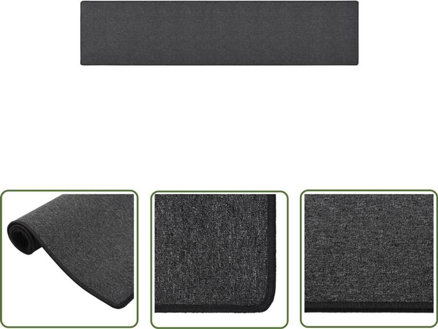 VidaXL Tapijtloper 50x250 cm Antraciet Tapijtroper Loopplank Vloerkleed Antraciet Kleurtje Modern Vloerkleed Zacht Vloerkleed Antislip Vloerkleed Wasbare Vloerkleed