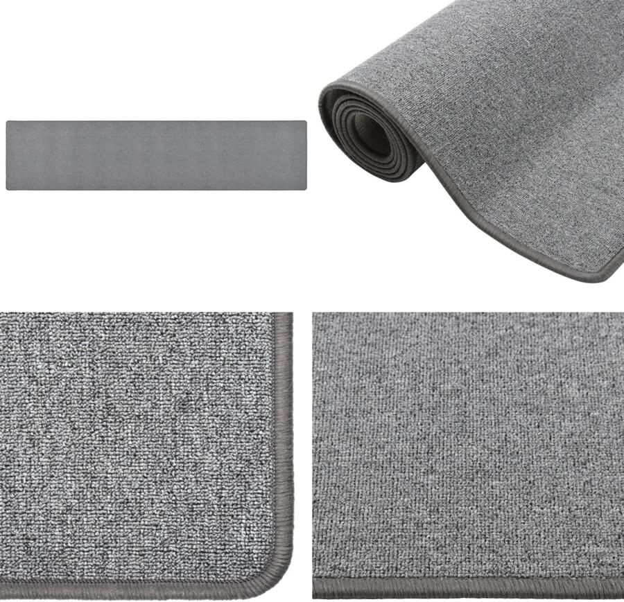 VidaXL Tapijtloper 80x400 cm donkergrijs Vloerkleed Vloerkleden Loper Vloerkleed Loper Vloerkleden