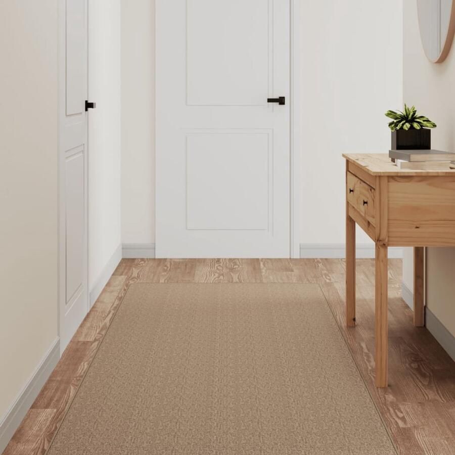 VidaXL Tapijtloper 80x250 cm Sisal-look Zandkleurig Tapijtroper Sisal Look Vloerkleden Loopmatten Gangvloer