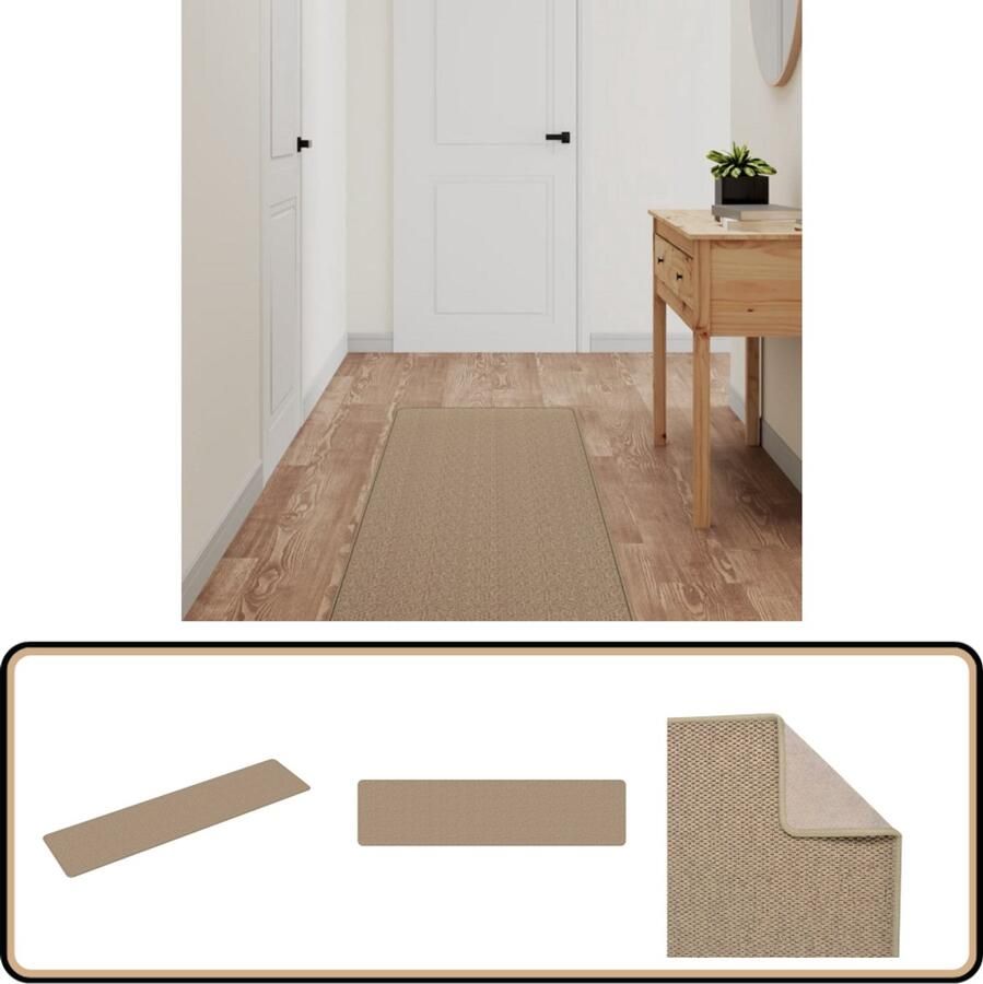 VidaXL Tapijtloper Sisal-look 50x200 cm Zandkleurig Tapijtloper Sisal Look Beige Tapijt Vloerkleden Binnenhuisdecoratie Kamer Accessoires Hallway Runner