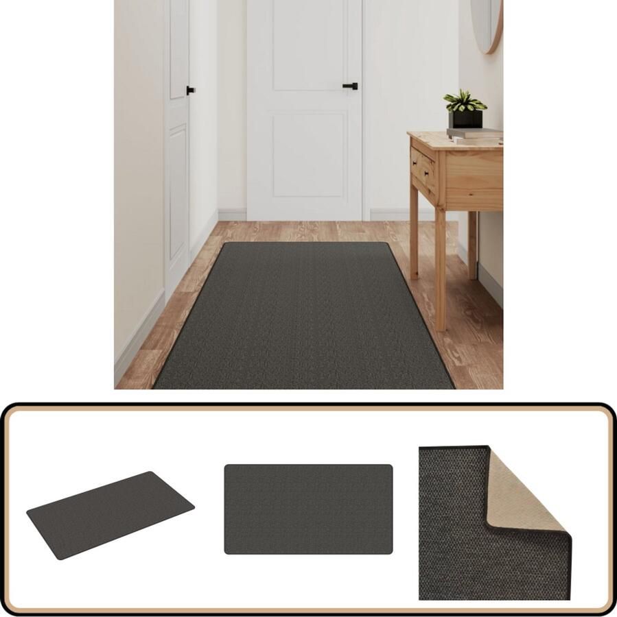 VidaXL Tapijtloper Sisal-look 80x150 cm Antraciet Tapijtroeper Sisal Look Vloerkleden Gangvloer Antitracét