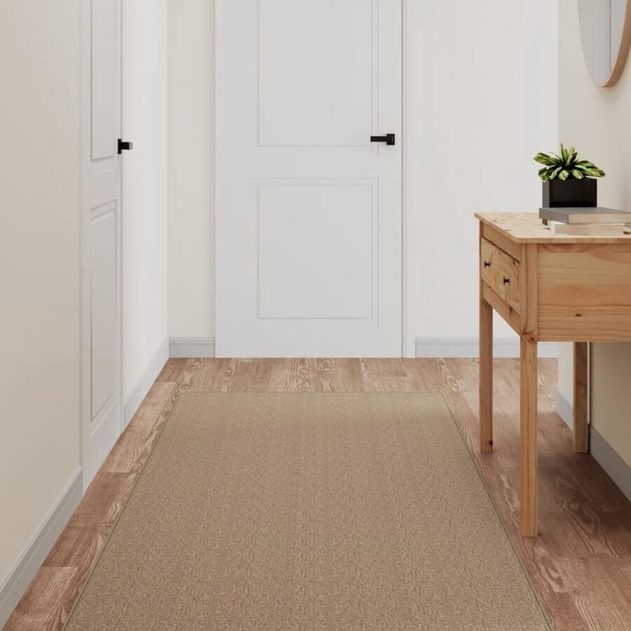 VidaXL Tapijtloper Sisal-look 80x200 cm Zandkleurig Tapijtroper Sisal Look Bruin Vloerkleden Kamerdecoratie Woonaccessoires Hallway Runner - Foto 2