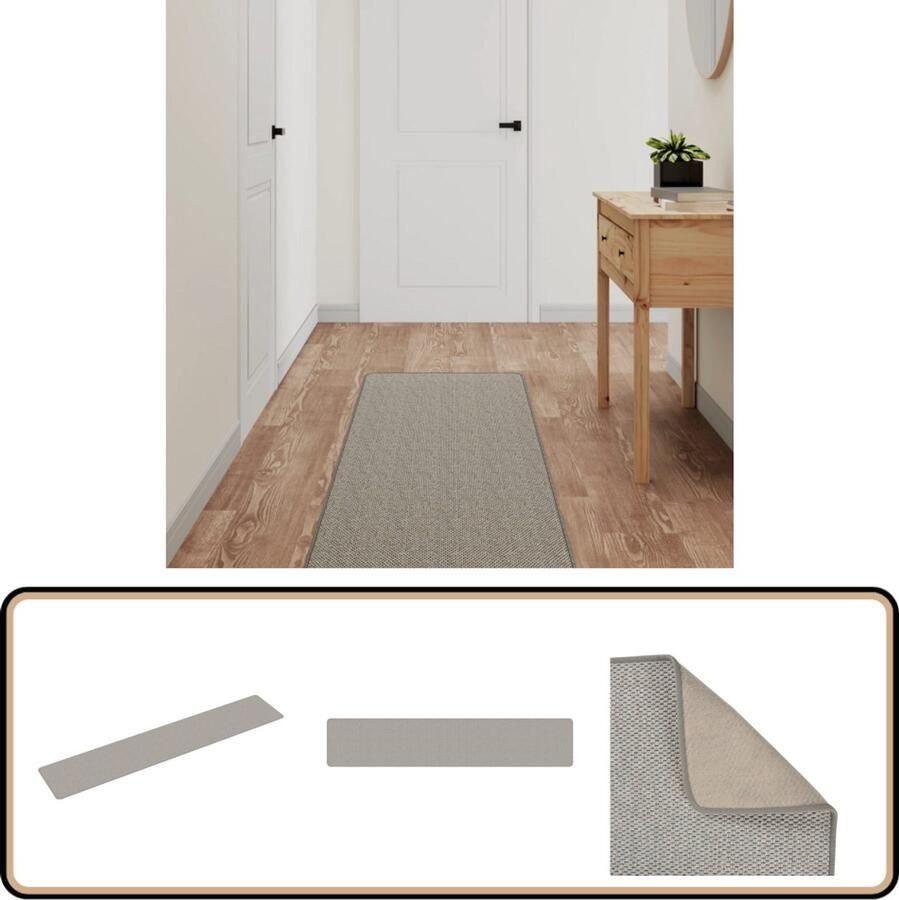 VidaXL Tapijtloper Sisal-look Taupe 50x250 cm Tapijtrooster Sisal Look Loopvloer Beige Vloerkleed Taupecleur Kamerdecoratie Hallway Runner