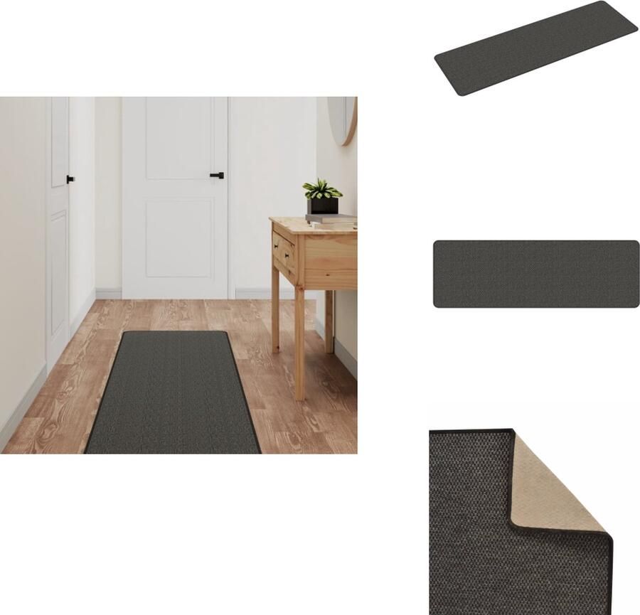 VidaXL Tapijtloper Tapijtlopers Gangloper Tapijt Loper Tapijtloper 50x150 cm sisal-look antracietkleurig