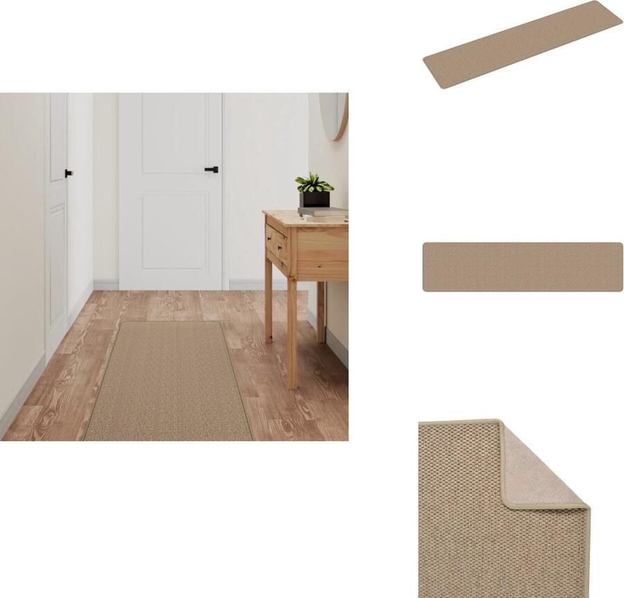 VidaXL Tapijtloper Tapijtlopers Gangloper Tapijt Loper Tapijtloper 50x200 cm sisal-look zandkleurig - Foto 2