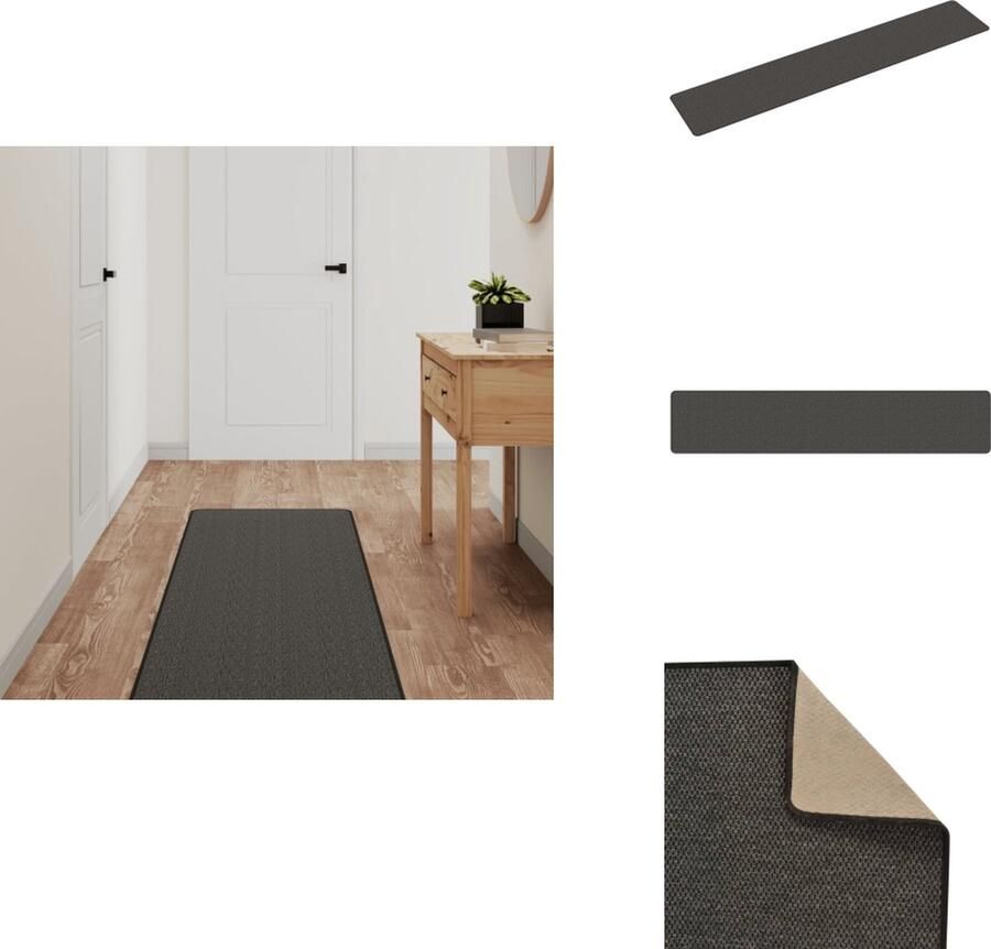 VidaXL Tapijtloper Tapijtlopers Gangloper Tapijt Loper Tapijtloper 50x250 cm sisal-look antracietkleurig - Foto 2