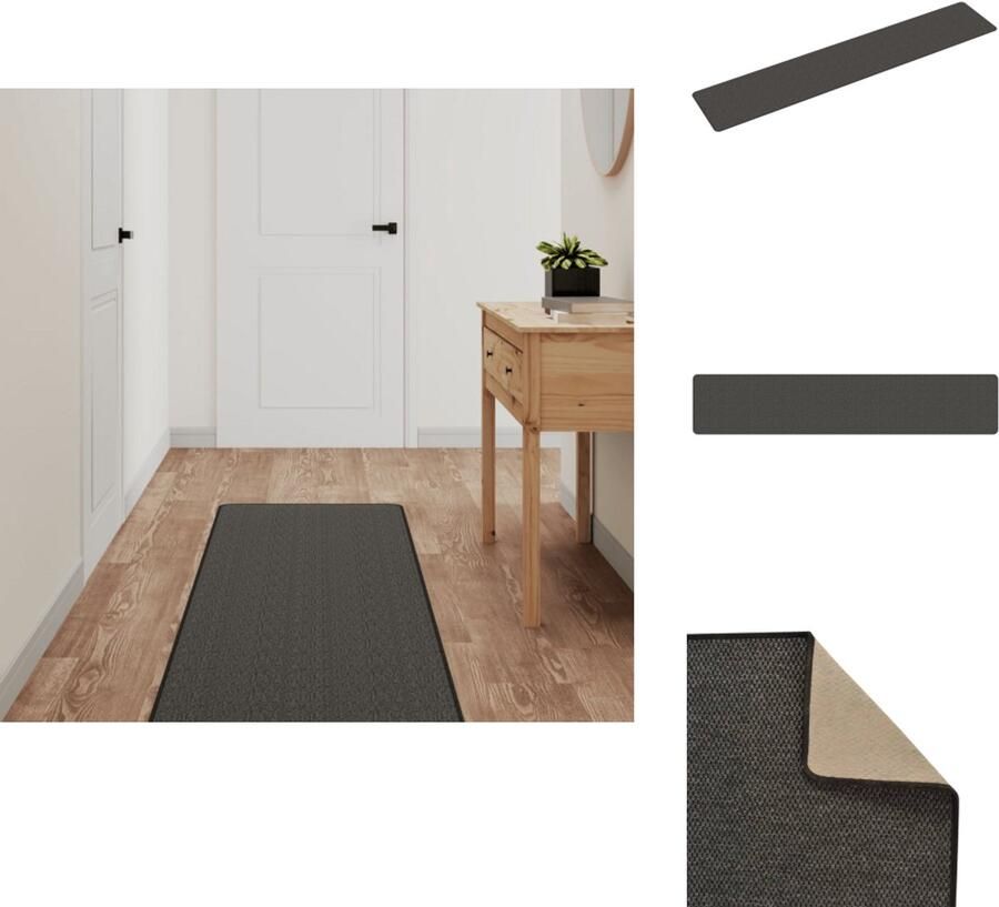 VidaXL Tapijtloper Tapijtlopers Gangloper Tapijt Loper Tapijtloper 50x250 cm sisal-look antracietkleurig