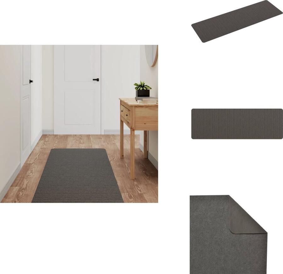 VidaXL Tapijtloper Tapijtlopers Gangloper Tapijt Loper Tapijtloper 60x180 cm antracietkleurig - Foto 2