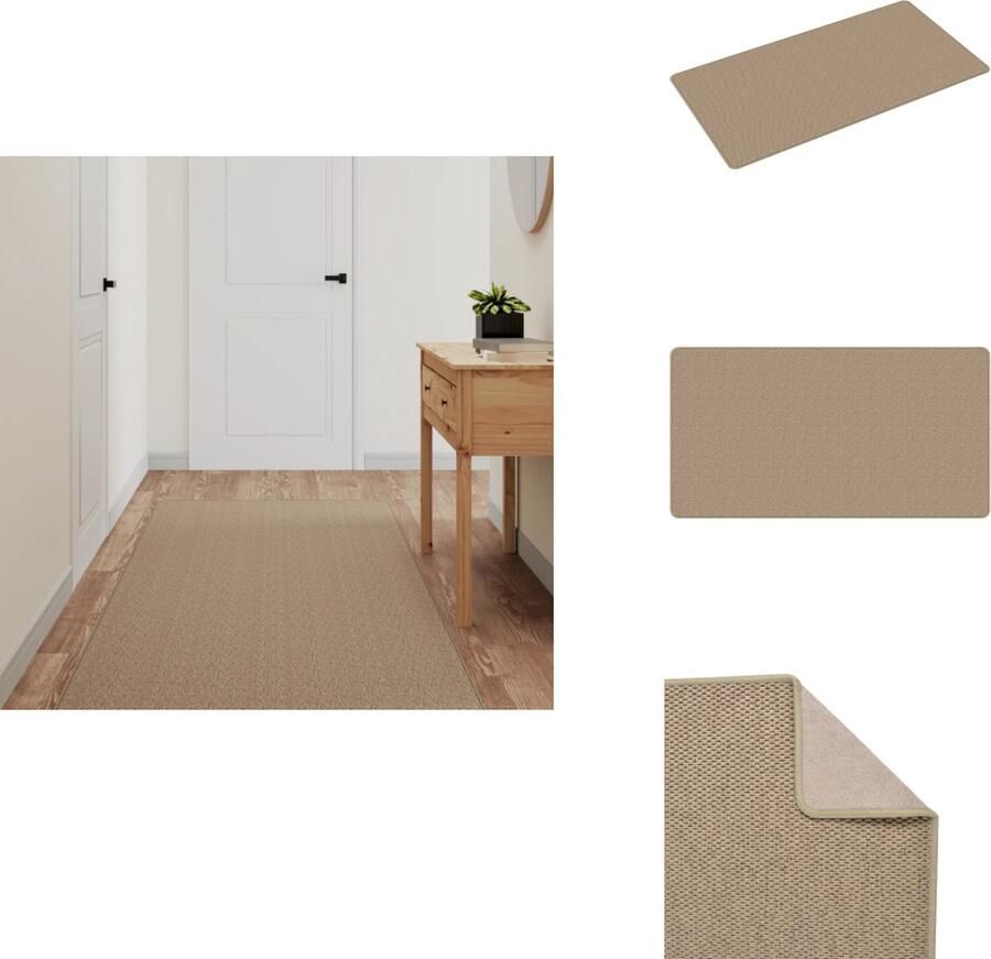 VidaXL Tapijtloper Tapijtlopers Gangloper Tapijt Loper Tapijtloper 80x150 cm sisal-look zandkleurig - Foto 2