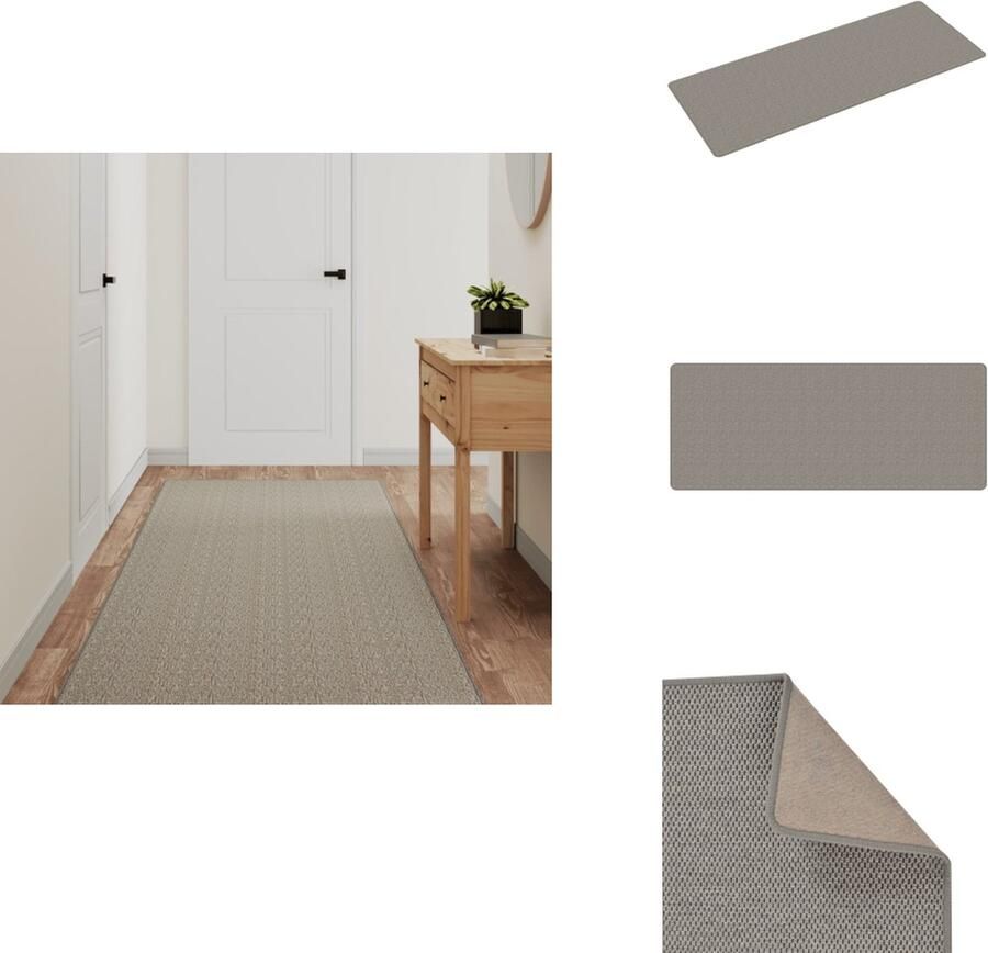 VidaXL Tapijtloper Tapijtlopers Gangloper Tapijt Loper Tapijtloper 80x200 cm sisal-look zilverkleurig