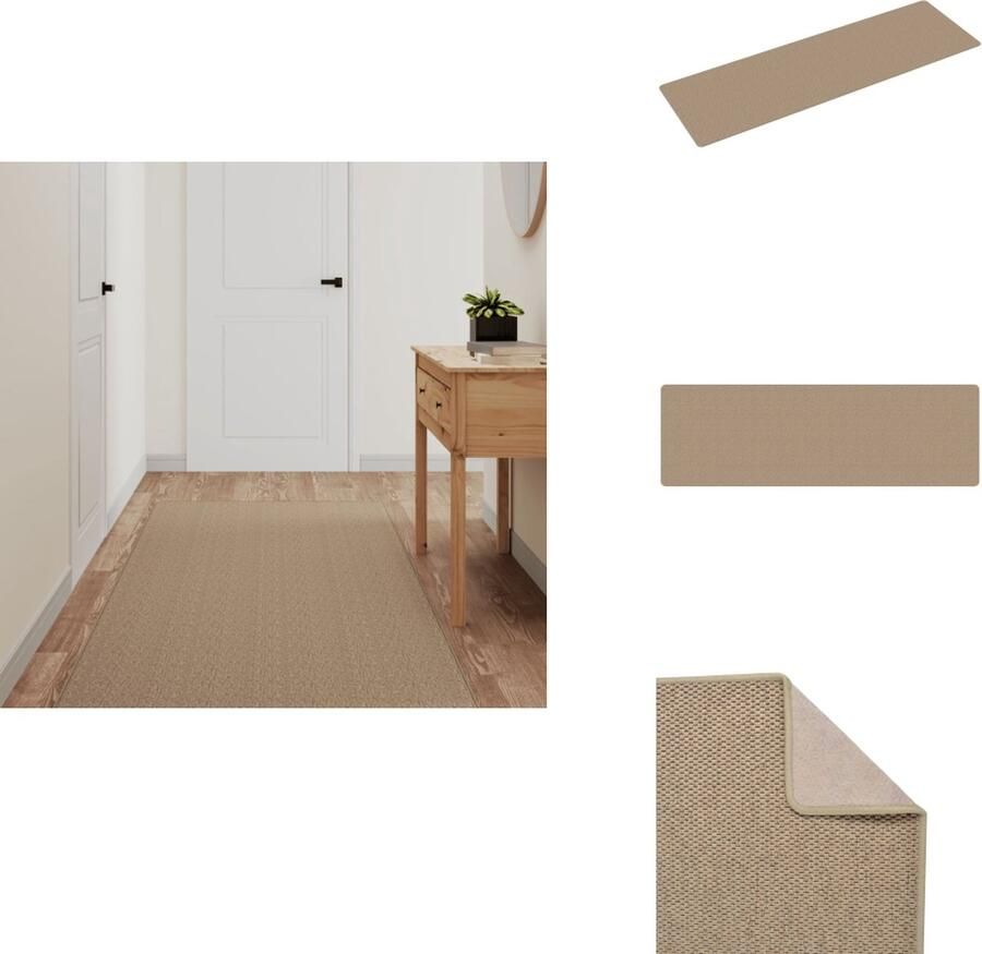 VidaXL Tapijtloper Tapijtlopers Gangloper Tapijt Loper Tapijtloper 80x250 cm sisal-look zandkleurig - Foto 2